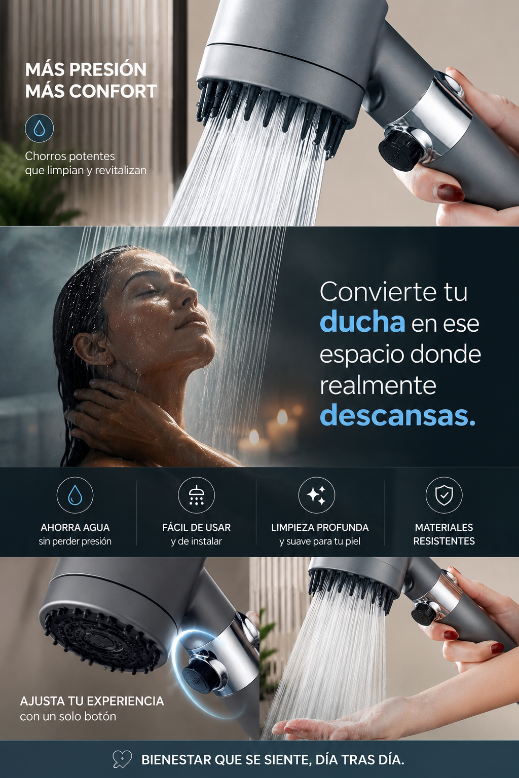 Cabezal de Ducha Masajeador